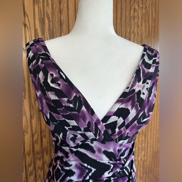 Bisou Bisou Women’s V-Neck Sleeveless Black /Purple Dress - Picture 2 of 8